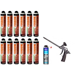 KIT 12 x colles de maçonnerie FOXBOW + 1 pistolet + 1 nettoyant / 1 cartouche de colle OFFERTE