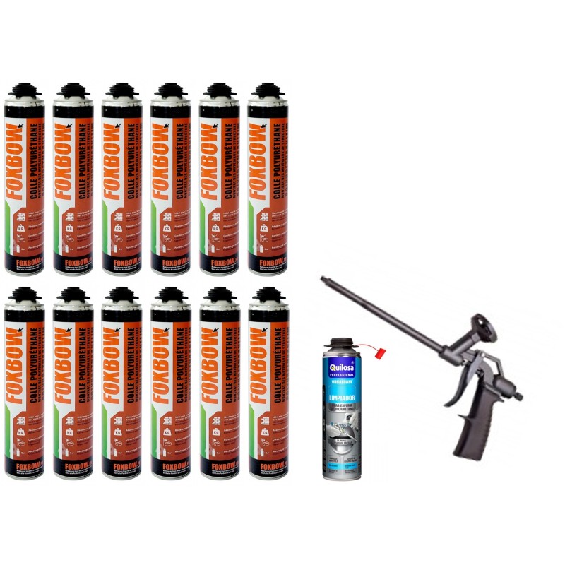 KIT 12 x colles de maçonnerie FOXBOW + 1 pistolet + 1 nettoyant / 1 cartouche de colle OFFERTE