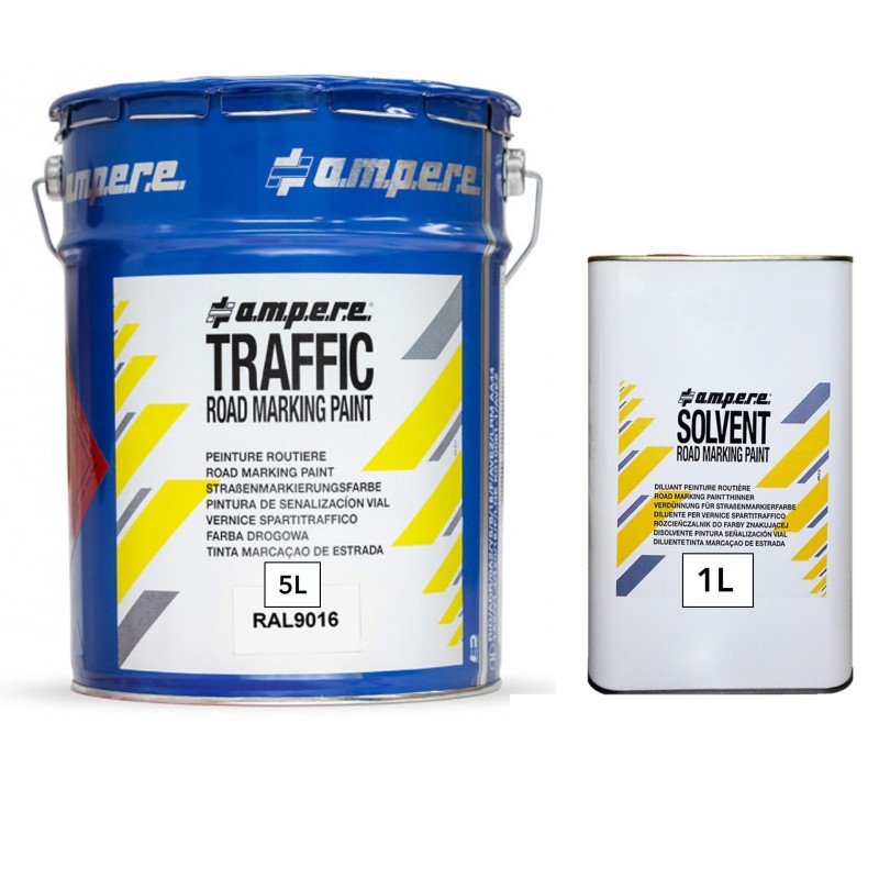 Kit peinture routière 5L blanc (RAL 9016) et Solvant 1L | Foxbow